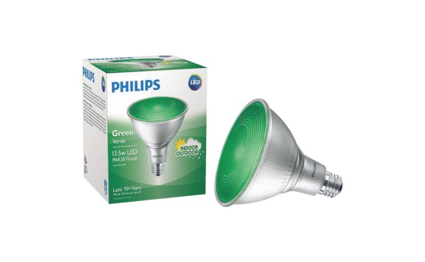 Philips 100W Equivalent Green/Red PAR38 Medium Dimmable LED Floodlight Light Bulb